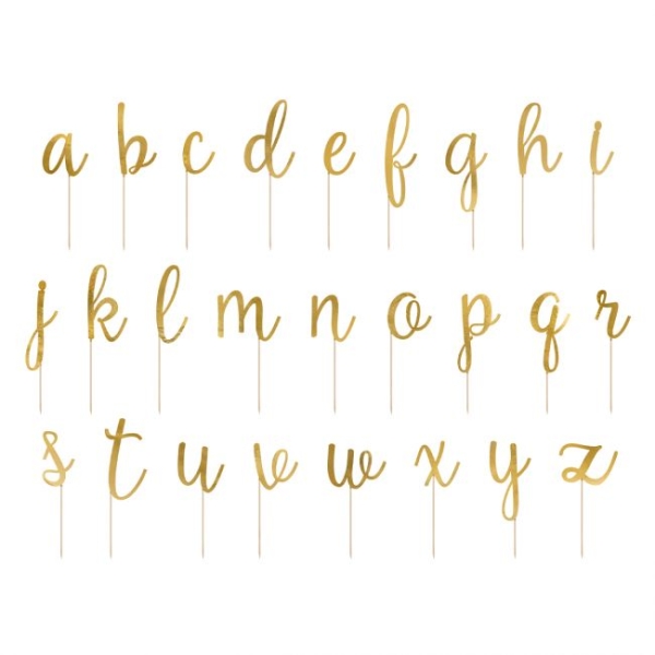 Torten Topper - Alphabet / a - z / GOLD